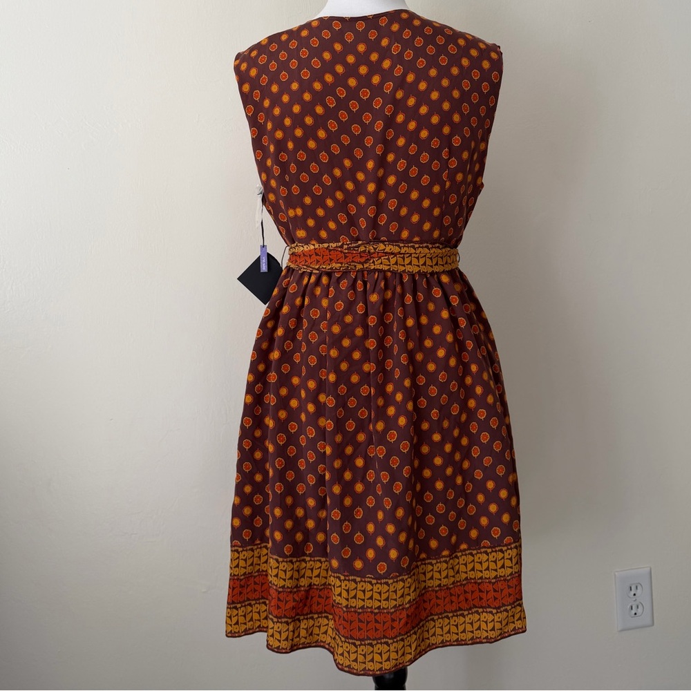 Anna Sui Brown and Orange Patterned Mini Dress - Picture 3 of 8